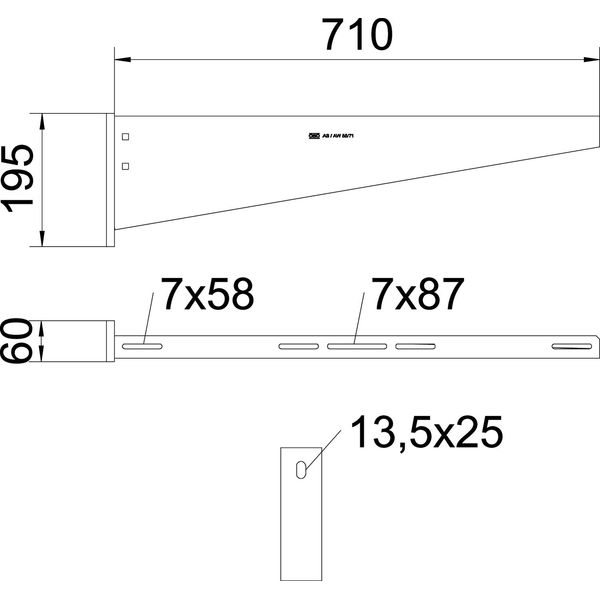 AW 55 71 A2 Wall and support bracket with welded head plate 710 mm image 2