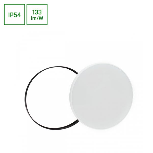 NYMPHEA BLACK & WHITE RINGS 40W CW 230V 115deg IP54 FI485x70 WHITE / BLACK ROUND WITH SENSOR image 1