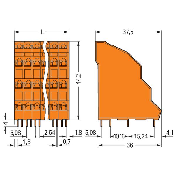 Quadruple-deck PCB terminal block 2.5 mm² Pin spacing 5.08 mm orange image 7