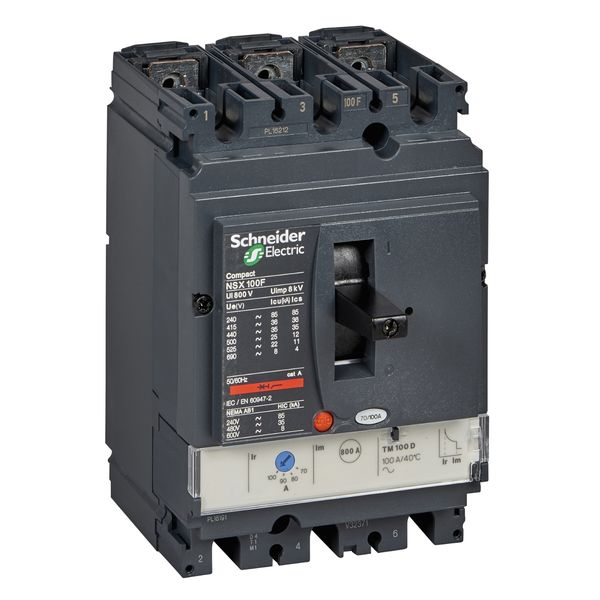 circuit breaker ComPact NSX100F, 36 kA at 415 VAC, TMD trip unit 50 A, 3 poles 3d image 4