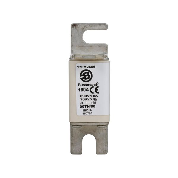 Fuse-link, high speed, 160 A, AC 690 V, DIN 00, aR, DIN, IEC, single indicator, live gripping lugs image 12