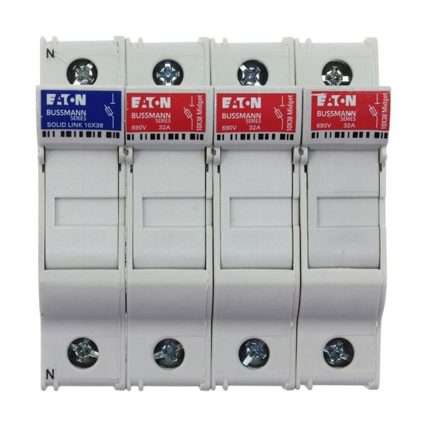 Fuse-holder, LV, 30 A, AC 600 V, 10 x 38 mm, 3P+N, UL, IEC, DIN rail mount image 48