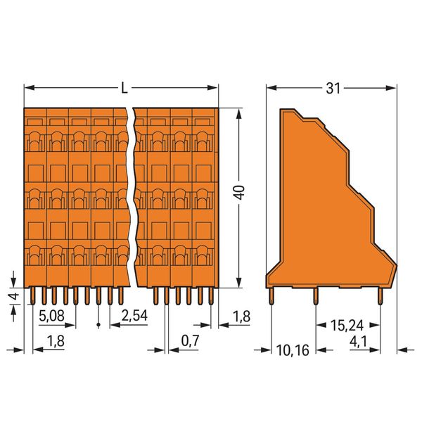Triple-deck PCB terminal block 2.5 mm² Pin spacing 5.08 mm orange image 4