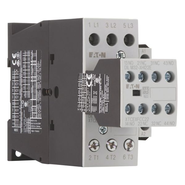 Contactor, 380 V 400 V 11 kW, 2 N/O, 2 NC, RDC 24: 24 - 27 V DC, DC operation, Screw terminals image 6