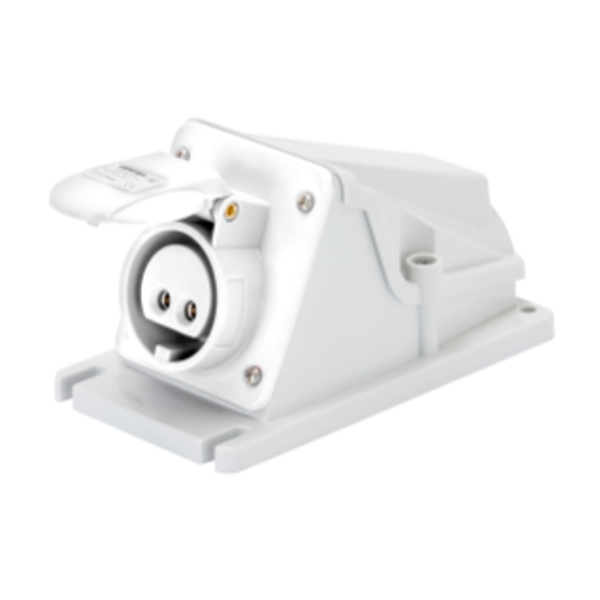 90° ANGLED SURFACE-MOUNTING SOCKET-OUTLET - IP44 - 3P 32A 40-50V 50-60HZ - WHITE - 12H - SCREW WIRING image 1
