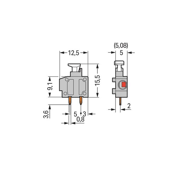 Stackable PCB terminal block push-button 1.5 mm² red image 2