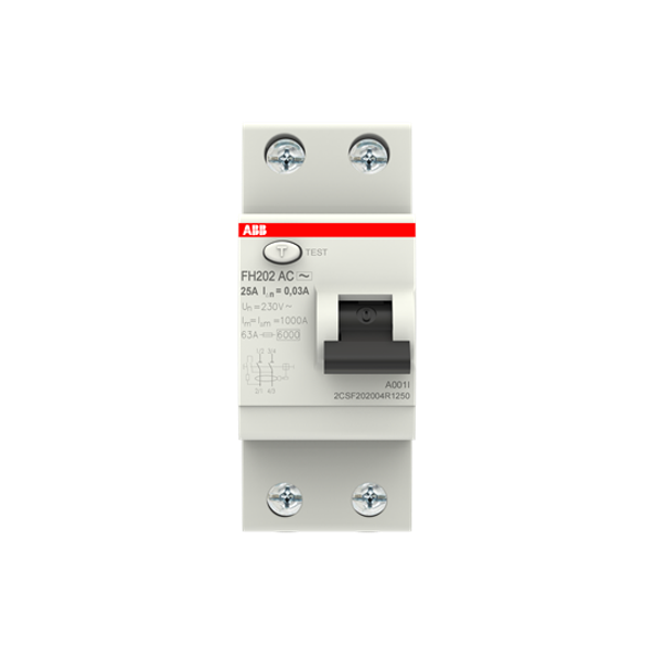 FH202 AC-25/0.03 Residual Current Circuit Breaker 2P AC type 30 mA image 2