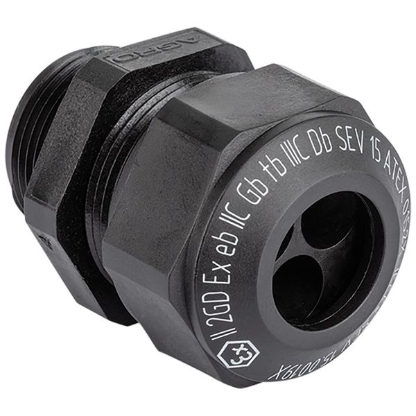Cable gland Progress synthetic GFK Pg21 Ex e II cable Ø 3x7.5-9.0mm black image 1