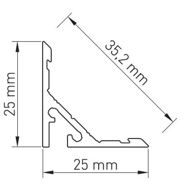 Aluminium profile SPL L-2000mm W-35,2mm H-25mm image 2