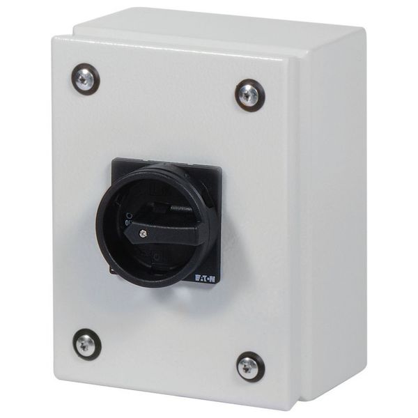 Main switch, P1, 25 A, surface mounting, 3 pole + N, STOP function, With black rotary handle and locking ring, Lockable in the 0 (Off) position, in st image 7