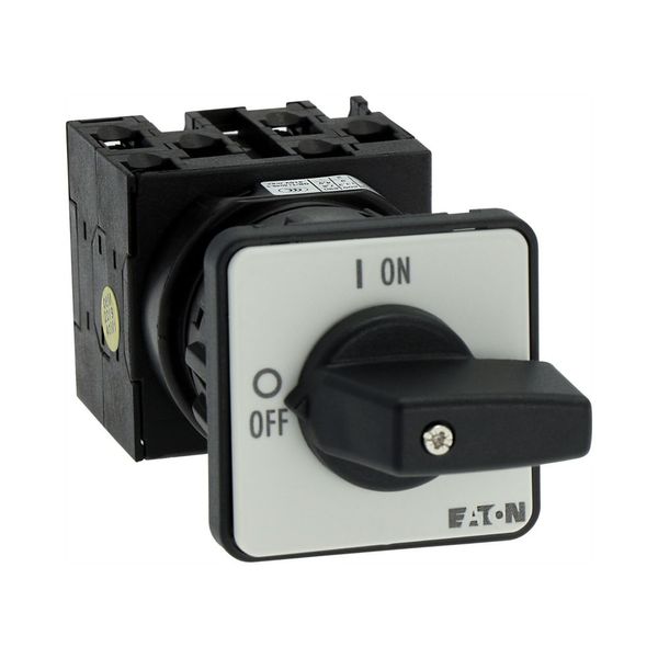 On-Off switch, T0, 20 A, centre mounting, 3 contact unit(s), 6 pole, with black thumb grip and front plate image 16