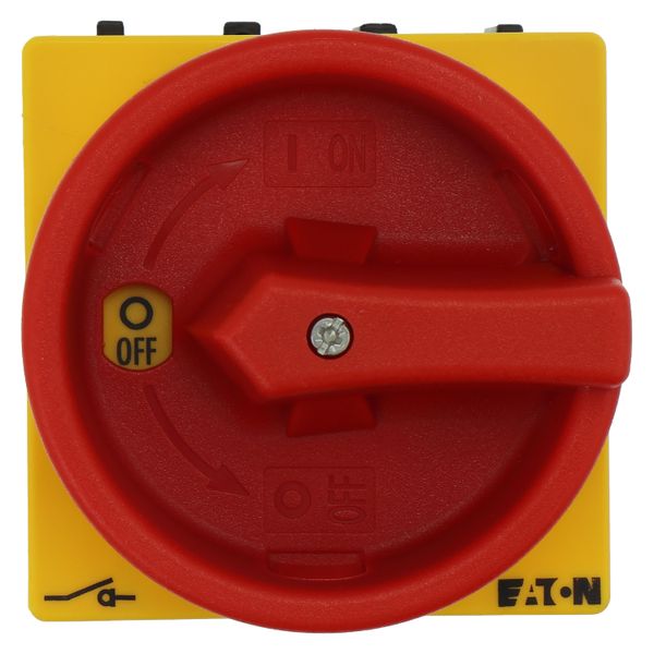 On-Off switch, P1, 40 A, flush mounting, 3 pole, Emergency switching off function, With red rotary handle and yellow locking ring, Lockable in the 0 ( image 18