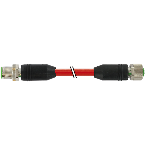 M12 male 0°/M12 fem. 0° D-cod. PUR 1x4xAWG22 shielded rd+drag-ch 1.5m image 1