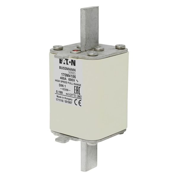 Fuse-link, high speed, 400 A, AC 690 V, DIN 1, 52 x 66 x 135 mm, gR, DIN, IEC, single indicator image 6