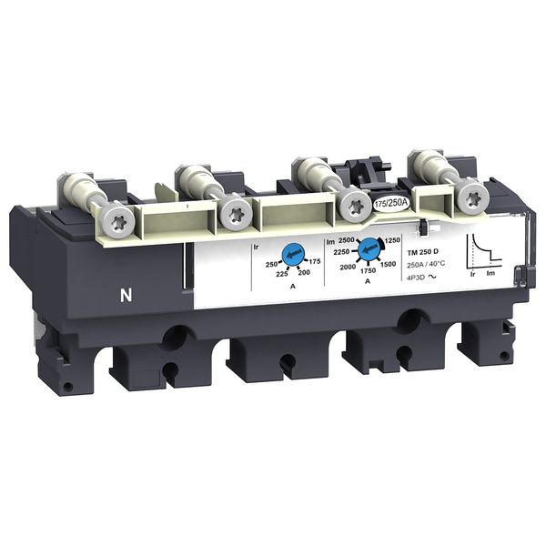 trip unit TM125D for ComPact NSX 160/250 circuit breakers, thermal magnetic, rating 125 A, 4 poles 3d image 1