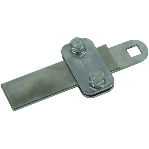 Clamping piece StSt 200kA f. Fl -30x4mm w. square hole  D 11mm image 1