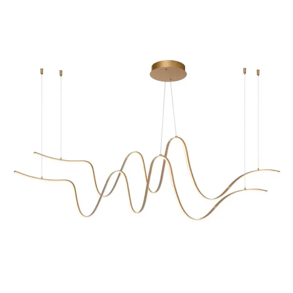 Lucide LAMBADA - Hanging lamp - LED Dim. - 2x53W 2700K/3200K - Matt Gold / Brass image 1