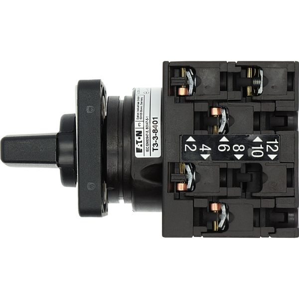 Reversing switches, T3, 32 A, flush mounting, 3 contact unit(s), Contacts: 5, 60 °, maintained, With 0 (Off) position, 1-0-2, Design number 8401 image 11