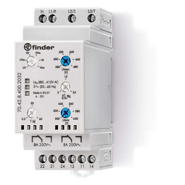 Monitoring relay 3ph.2CO 8A/380...415VAC/adjustable/asymmetry (70.42.8.400.2032) image 1