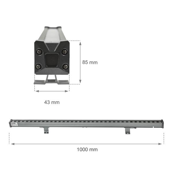 ECLAIR ELEWACYJNA 36W WW 24V 45st IP65 1000x43x85mm SZARY 5 lat gw. image 4