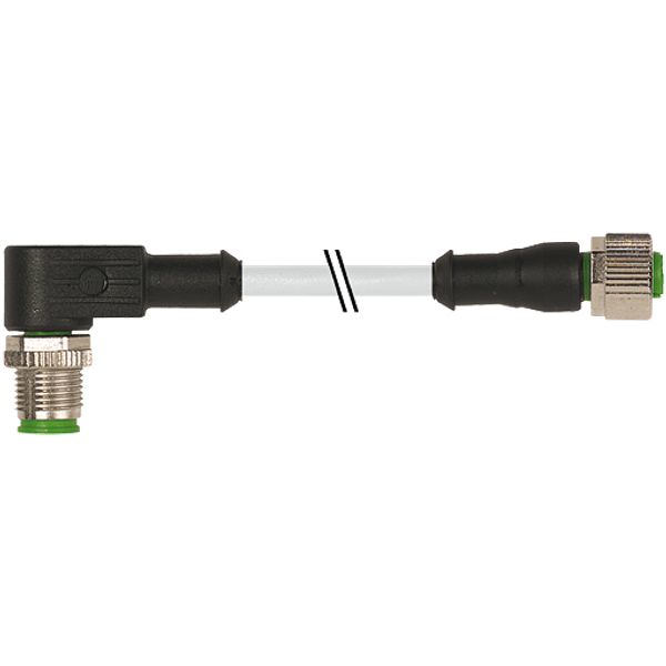 M12 male 90° / M12 female 0° A-cod. PVC 3x0.34 gy UL/CSA 1m image 1