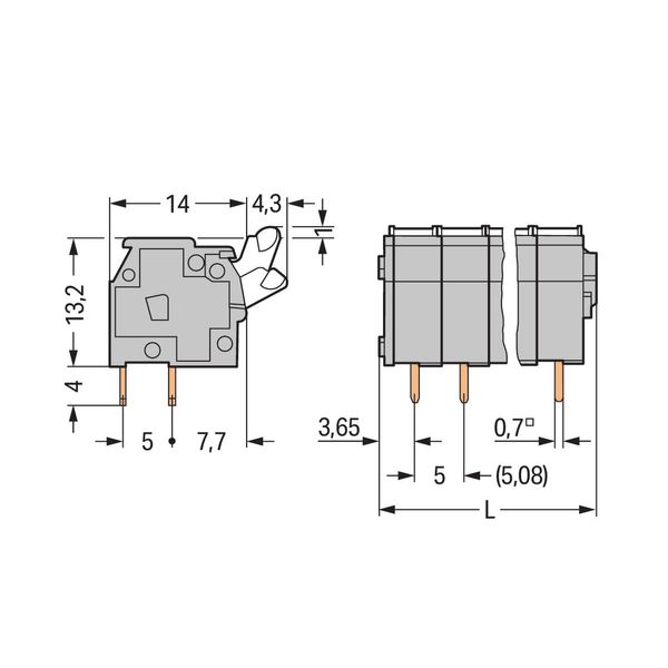 PCB terminal block push-button 2.5 mm² orange image 2