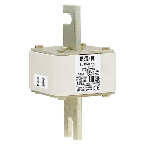 Fuse-link, high speed, 900 A, AC 690 V, DIN 3, 76 x 90 x 139 mm, aR, DIN, IEC, type T indicator image 19