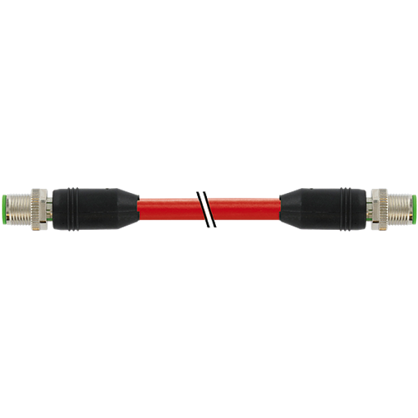 M12 male 0°/M12 male 0° D-cod. PUR 1x4xAWG22 shielded rd+drag-ch 9m image 1