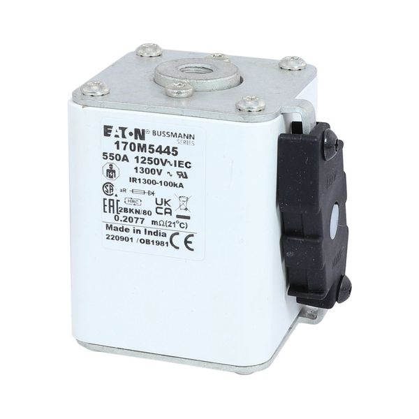 Fuse-link, high speed, 550 A, AC 1250 V, size 2, 61 x 77 x 81 mm, aR, IEC, UL, single indicator image 9