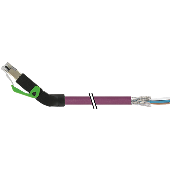 RJ45 male 45° up with cable PUR 1x4xAWG22 shielded vt+drag-ch 1.5m image 1
