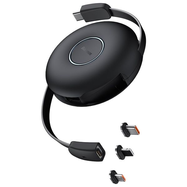 Cable USB C plug - magnetic adapters USB C, IP Lightning, micro USB, 20W black with retraction box BASEUS image 2