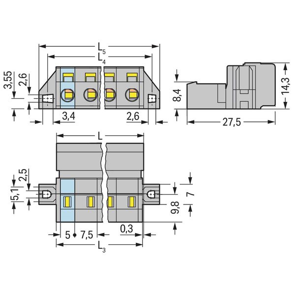 1-conductor male connector CAGE CLAMP® 2.5 mm² gray image 3