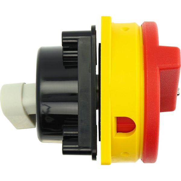 Main switch, P3, 63 A, rear mounting, 3 pole, Emergency switching off function, With red rotary handle and yellow locking ring, Lockable in the 0 (Off image 23