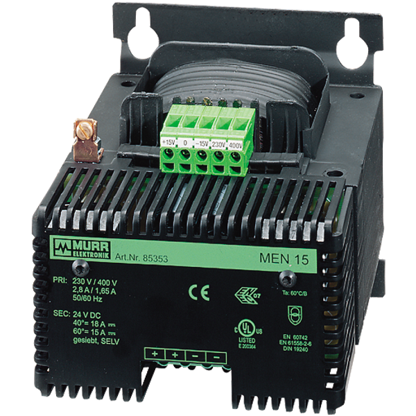 MEN POWER SUPPLY 1/2-PHASE, SMOOTHED IN: 230/400±15VAC OUT: :24V/15ADC image 1
