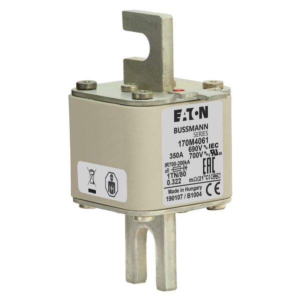 Fuse-link, high speed, 350 A, AC 690 V, DIN 1, 53 x 66 x 108 mm, aR, DIN, IEC, single indicator image 18