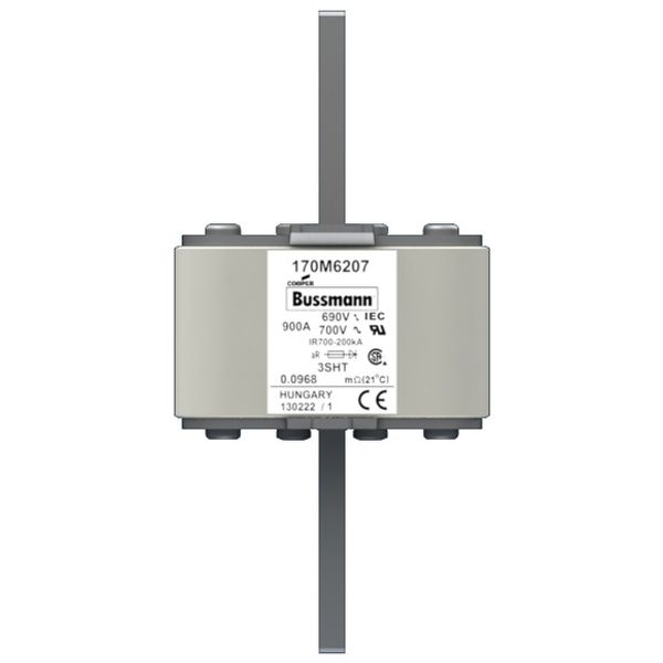 Fuse-link, high speed, 900 A, AC 690 V, size 3, 76 x 76 x 150 mm, aR, IEC, single indicator image 1