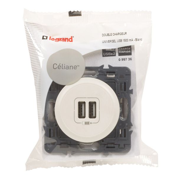 CELIANE 2 USB CHARGER 2 MOD A+A 3A 15W WHITE image 1
