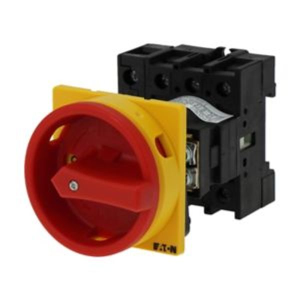 Main switch, P1, 40 A, rear mounting, 3 pole + N, Emergency switching off function, With red rotary handle and yellow locking ring, Lockable in the 0 image 4