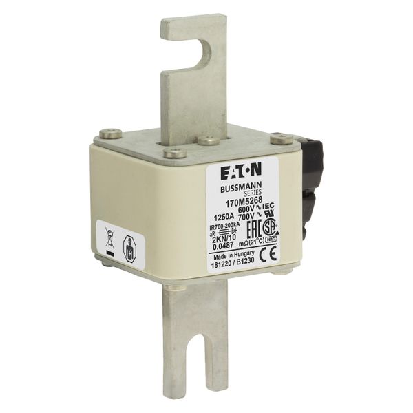 Fuse-link, high speed, 1250 A, AC 600 V, DIN 2, 61 x 77 x 138 mm, aR, DIN, IEC, single indicator image 10