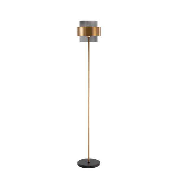 Smoky Glass Brass Gold Metal LED E27 1x12 Watt 230 Volt IP20 Bulb Excluded Cable Length: 165 cm D: 25 H: 154 cm image 1