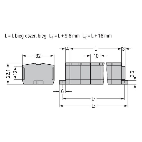 4-conductor terminal strip without push-buttons with fixing flanges gr image 3