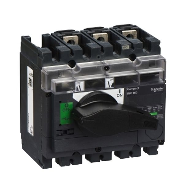 switch disconnector, Compact INV160, visible break, 160 A, standard version with black rotary handle, 3 poles image 2