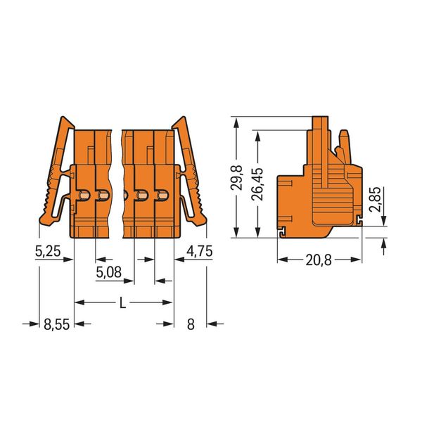 2-conductor female connector Push-in CAGE CLAMP® 2.5 mm² orange image 2