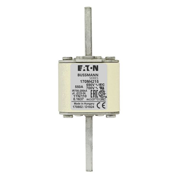 Fuse-link, high speed, 550 A, AC 690 V, DIN 1, 53 x 66 x 138 mm, aR, DIN, IEC, type T indicator image 14