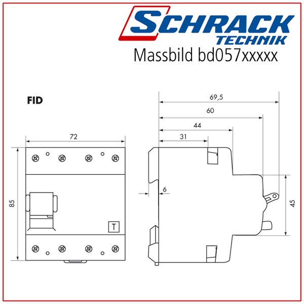 Residual current circuit breaker 40A, 4-pole, 100mA, type B image 2