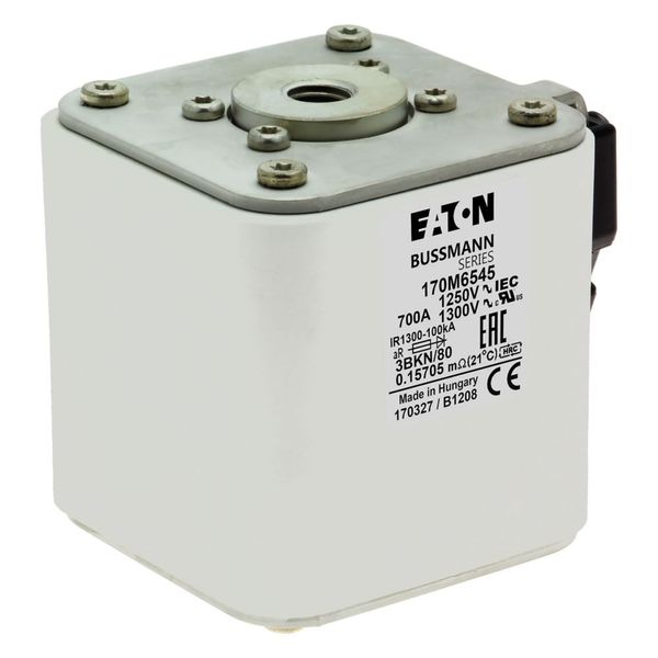 Fuse-link, high speed, 700 A, AC 1250 V, size 3, 76 x 92 x 83 mm, aR, IEC, UL, single indicator image 11