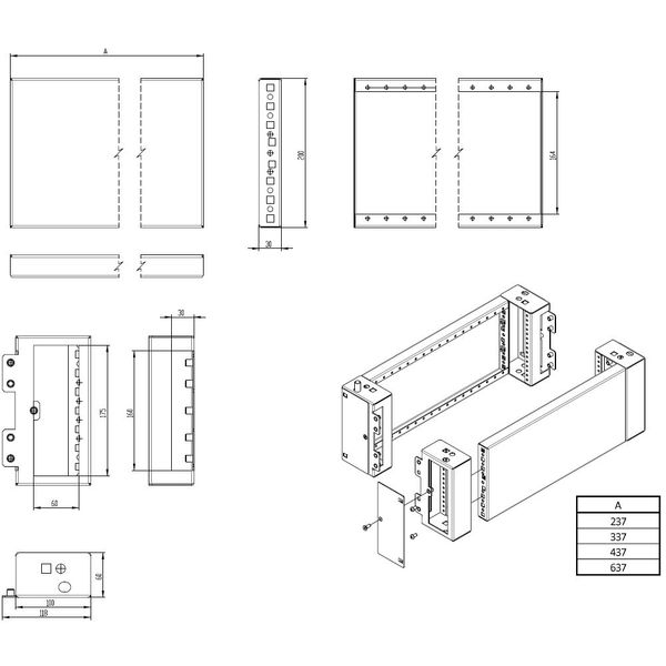 Plinth side parts (pair) with corner parts D=800 H=200 mm image 2