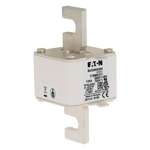 Fuse-link, high speed, 550 A, AC 690 V, size 2, 61 x 61 x 126 mm, aR, IEC, single indicator image 7