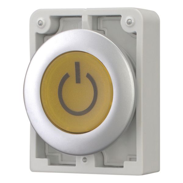 Illuminated pushbutton actuator, RMQ-Titan, Flat, momentary, yellow, inscribed, Metal bezel image 3