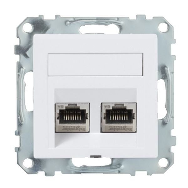 Exxact data socket - RJ45 Cat6a STP - with fixing frame & centre plate - angled image 3